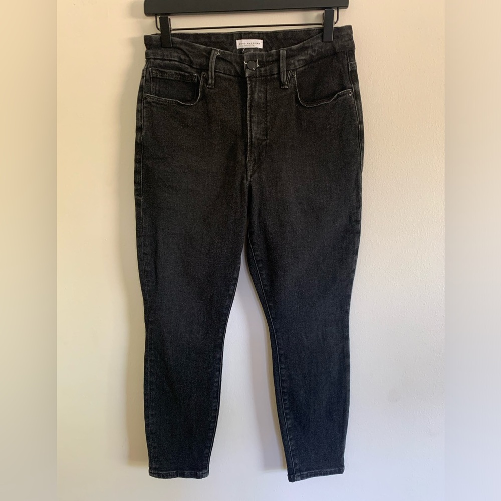 Good American Good Legs Skinny Jeans Black 001 Wash Size 10/ 30